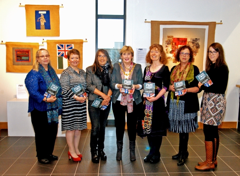 Members of the organising team at the Exhibition Launch: (L-R) Deborah Stockdale, Valerie Wilson, Roberta Bacic, Mayor Alderman Maura Hickey, Causeway Coast & Glens Borough Council, Breege Doherty, Helen Perry and Sarah Carson. (Photo: David Larmour)